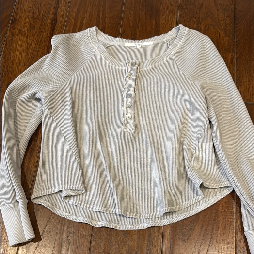 Light Gray Long Sleeve Henley Top